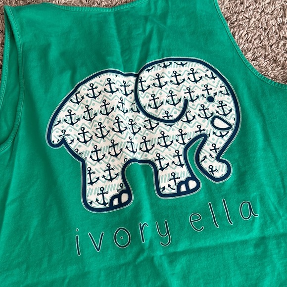 ivory ella Tops - Ivory Ella green elephant‎ small tank top nautical blue